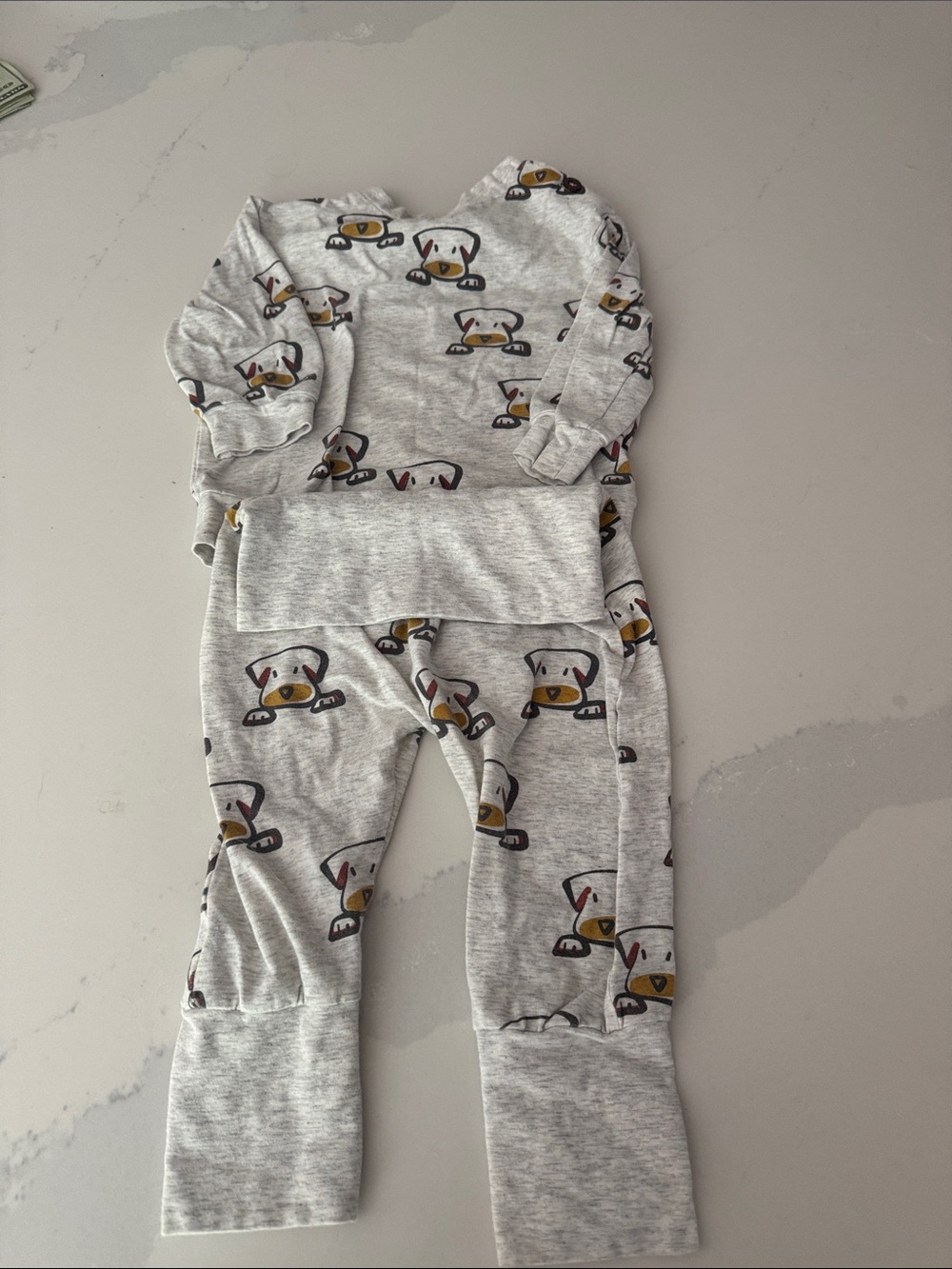 Baby Grey Puppy Print Set - Grey